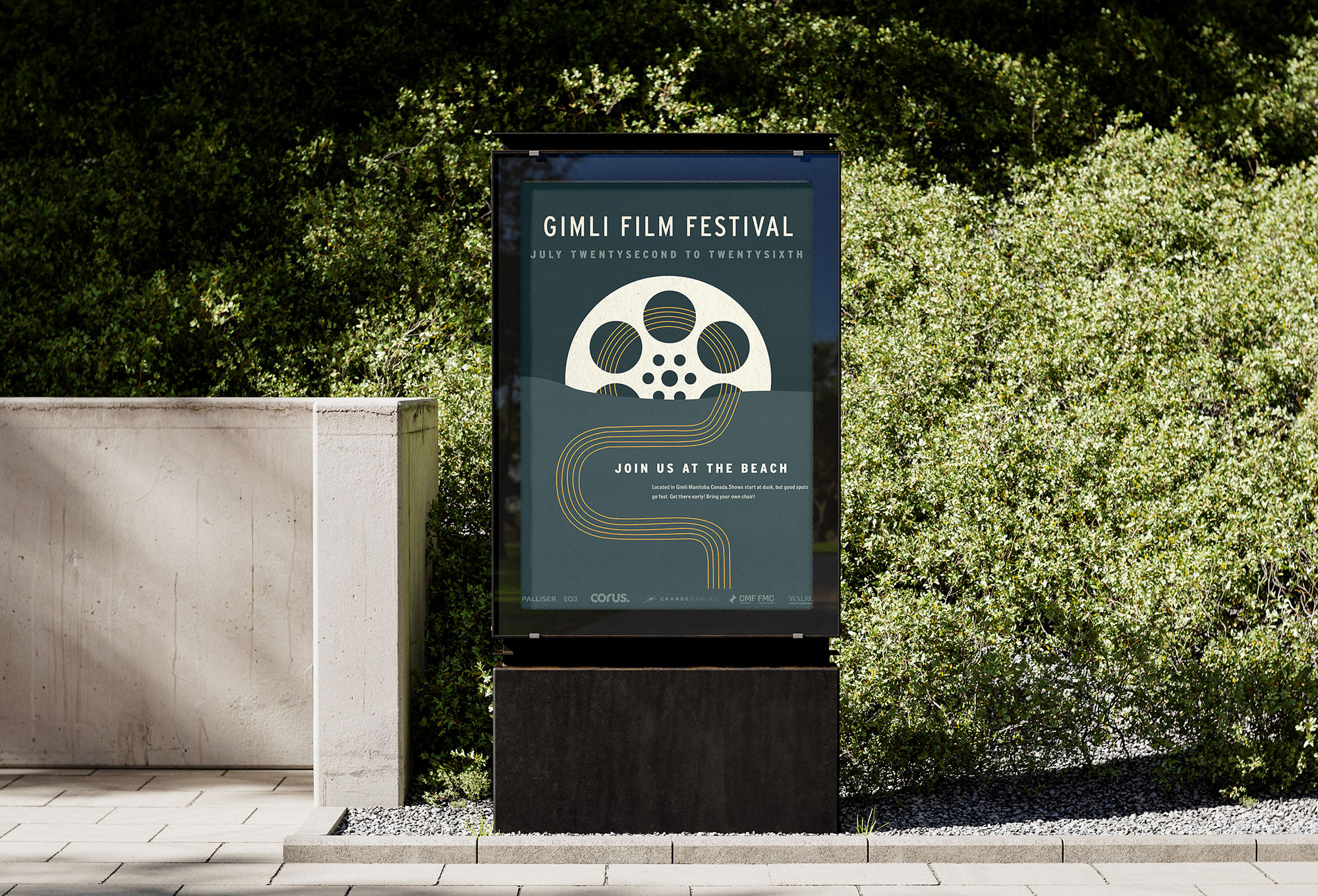 poster for gimli film fest as a sign outdoors