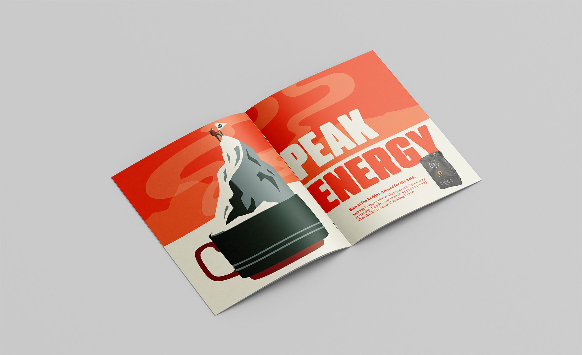 magazine ad of an advertisment for kicking horse coffee