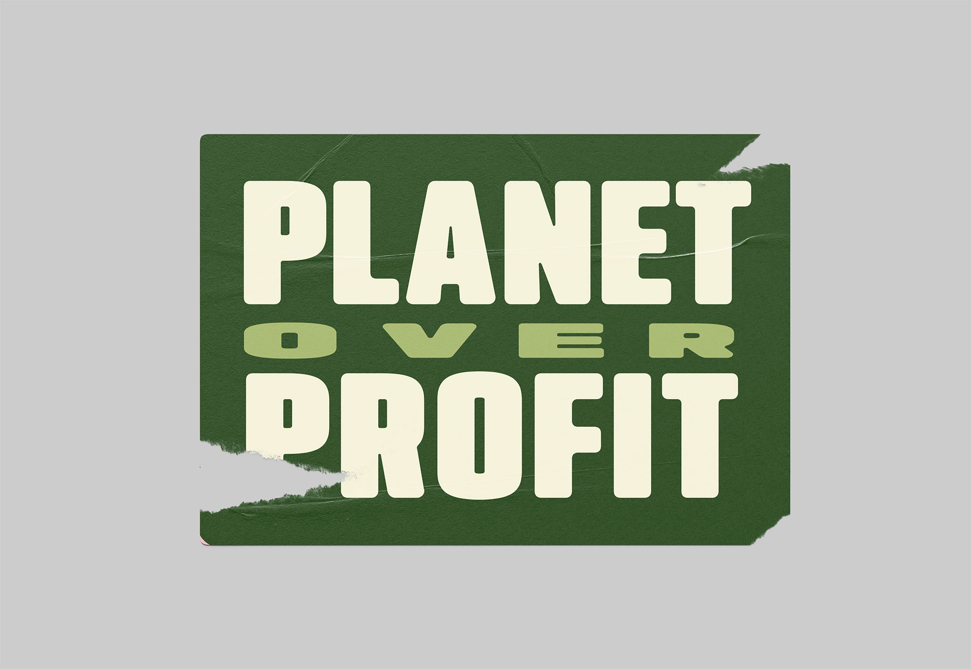 sticker of planet over profit logo