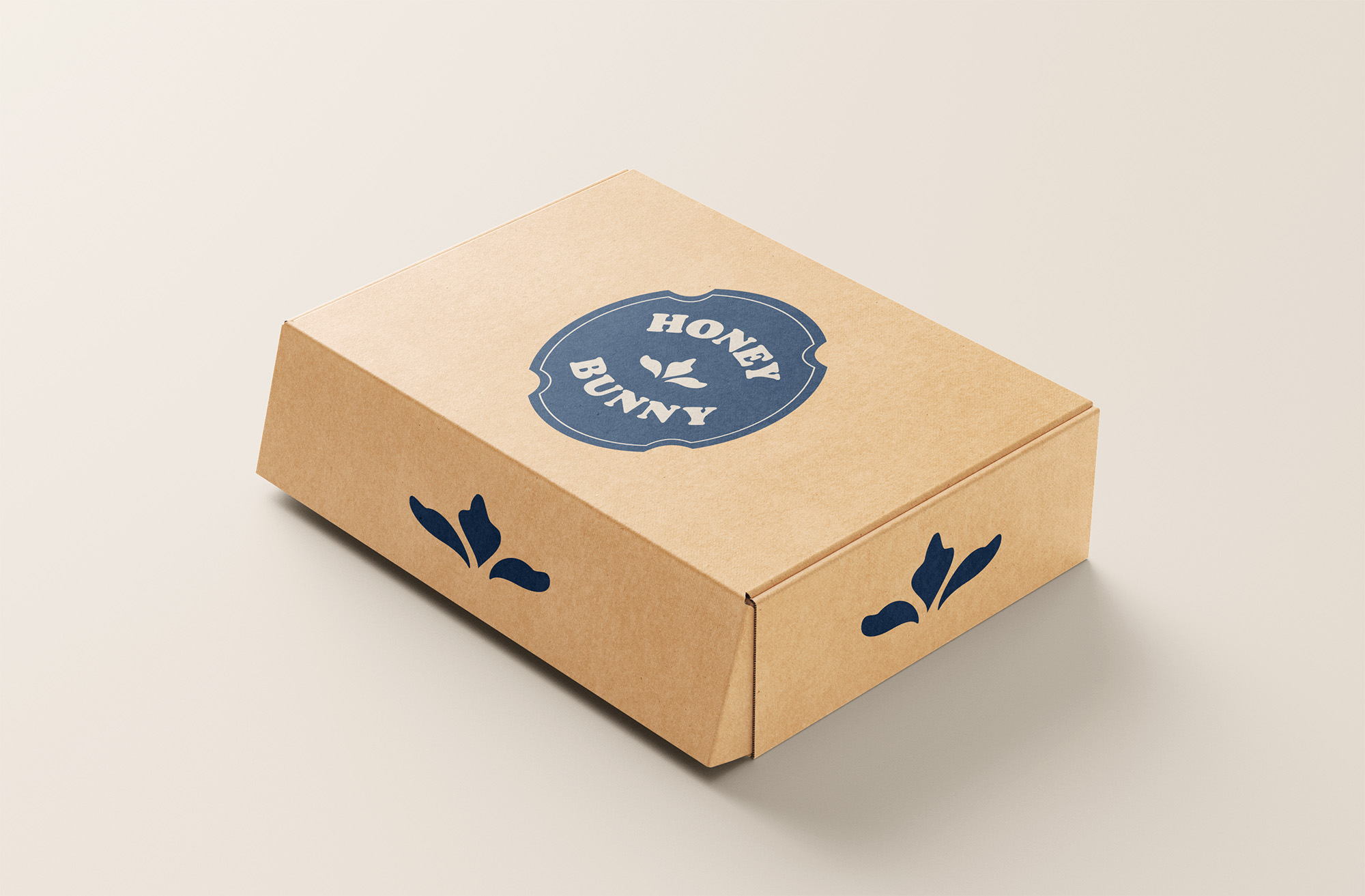 Take out box for Honey bunny bakery with logo and designs