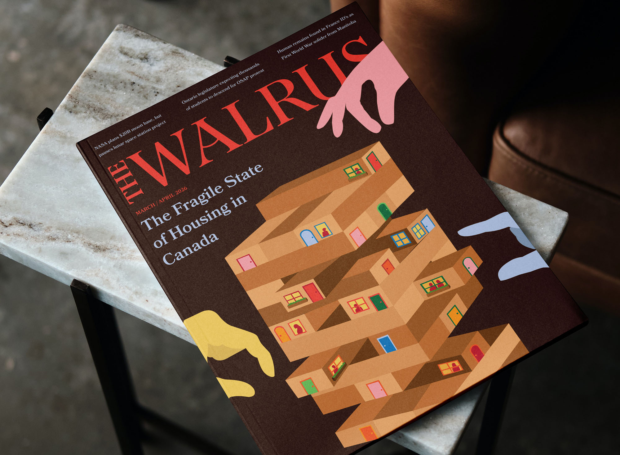 cover of the walrus magazine illustration of jenga game